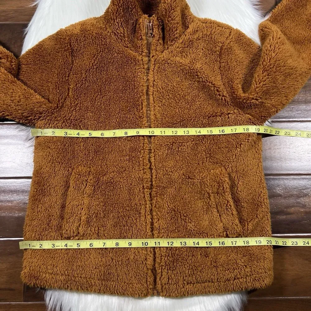 J. Crew Women's Size Small Brown‎ Full Zip Funnelneck Sherpa Jacket AB440